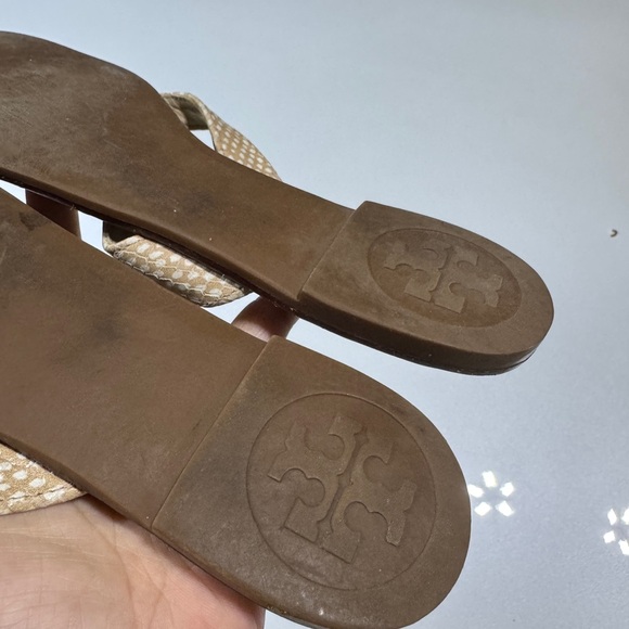 TORY BURCH Tan Leather THORA Thong Flip Flops 8 - Picture 5 of 5